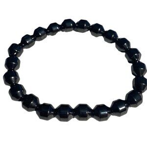 Black Faceted Bead Stretch Bracelet‎ Unisex Fashion Jewelry